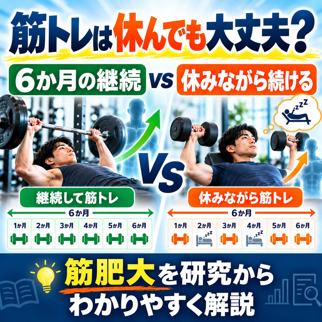 筋トレは何週間休むと筋肉が落ちる？3週間休んでも戻る？研究を理学療法士が解説｜札幌